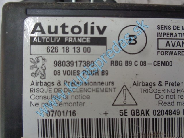 riadiaca jednotka airbagov na citroen berlingo III, 9803917380